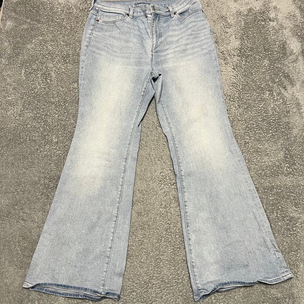 Lands End Jeans Womens 14 (36x30) Flare Light Wash High Rise Denim